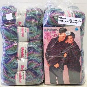 20 SKEINS Of PATONS Variegated SHETLAND CHUNKY Yarn & PATTERN
